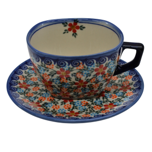 Filiżanka kwadratowa ze spodkiem do kawy i herbaty 300ml (A504 D54)