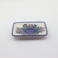 Hand-painted square sushi plate from Bolesławiec pottery.
