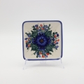 Hand-painted square sushi plate from Bolesławiec pottery.
