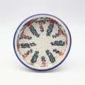 Okrągłe ceramiczne naczynie do zapiekania z Bolesławca, ręcznie zdobiona ceramika bolesławiecka, polskie rękodzieło artystyczne do piekarnika, mikrofalówki i zmywarki.