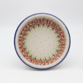 Okrągłe ceramiczne naczynie do zapiekania z Bolesławca, ręcznie zdobiona ceramika bolesławiecka, polskie rękodzieło artystyczne do piekarnika, mikrofalówki i zmywarki.