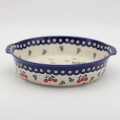 Ceramiczny półmisek okrągły z uchwytami, idealny do serwowania dań na gorąco i na zimno.
