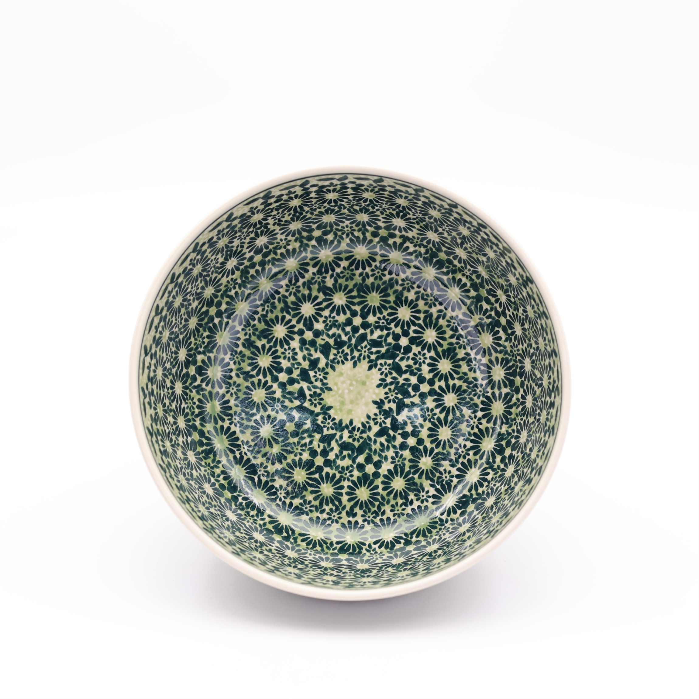 Miska / salaterka z rantem 23 cm A196 D105 – ręcznie malowana ceramika bolesławiecka, tradycyjny wzór kobaltowy, elegancki design do serwowania sałatek i dań głównych.