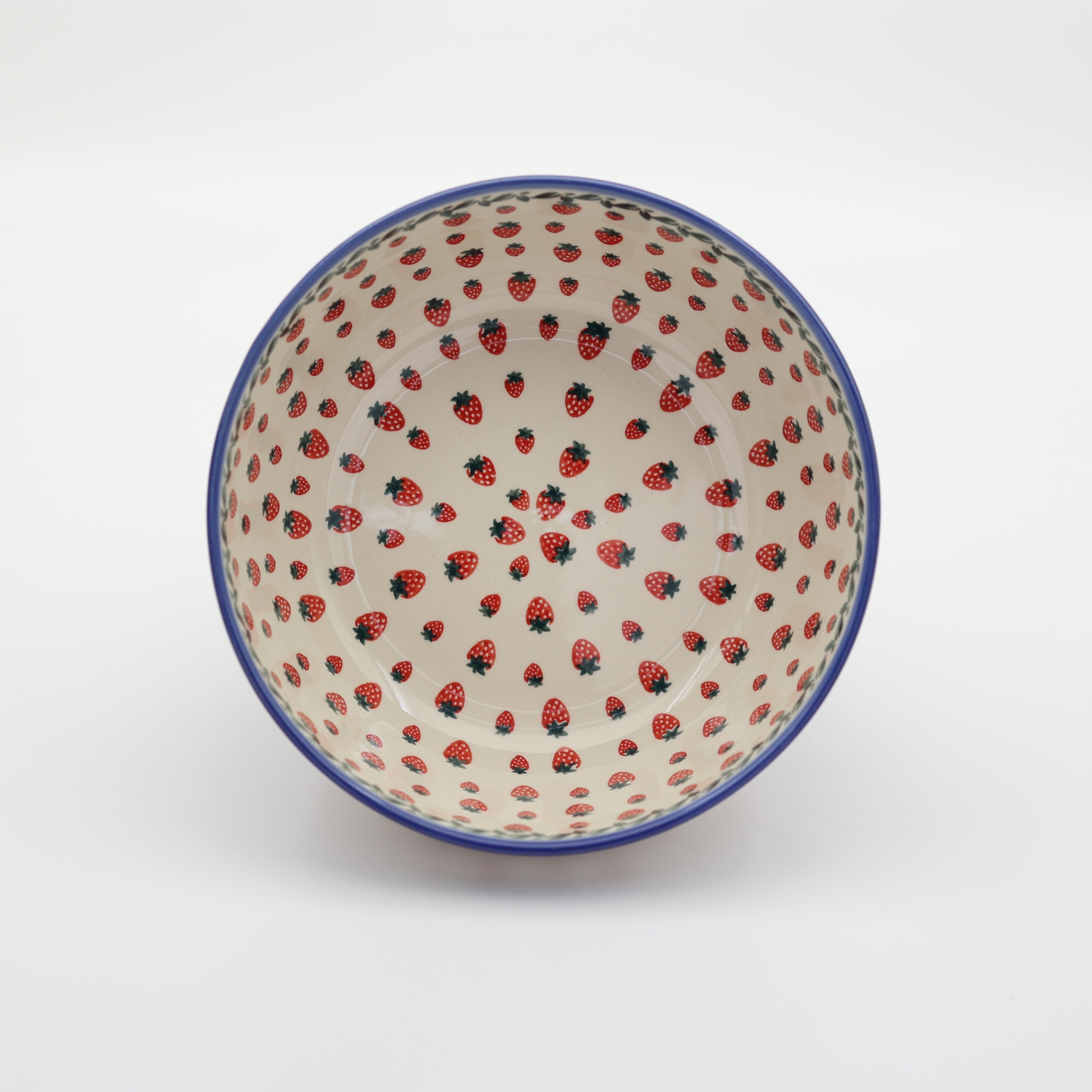 Miska / salaterka z rantem 23 cm A196 – ręcznie malowana ceramika bolesławiecka, tradycyjny wzór kobaltowy, elegancki design do serwowania sałatek i dań głównych.