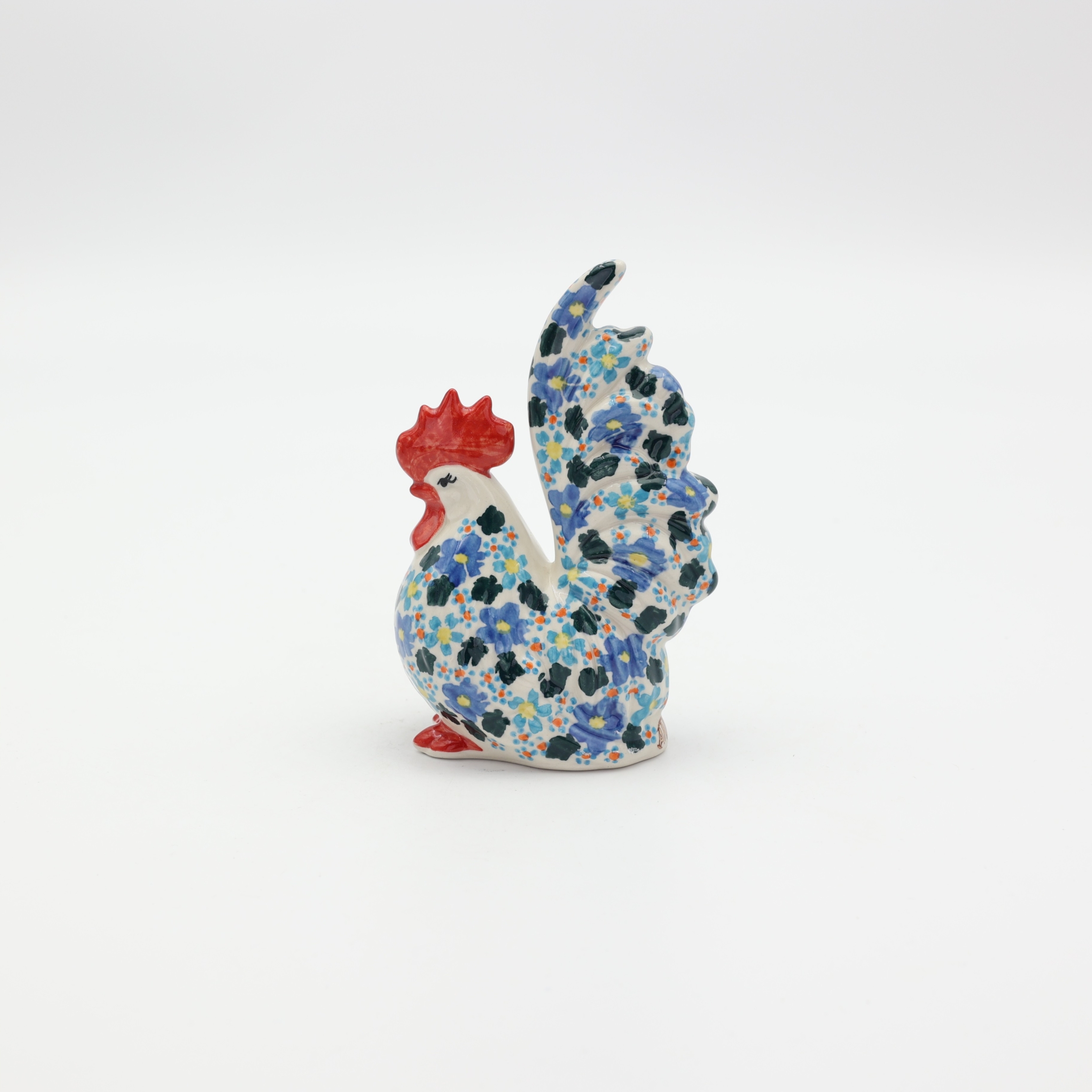 Kogut ceramiczny A382 D134 – ręcznie malowana ceramika bolesławiecka w tradycyjnym wzorze, dekoracyjna figurka do domu lub kuchni.