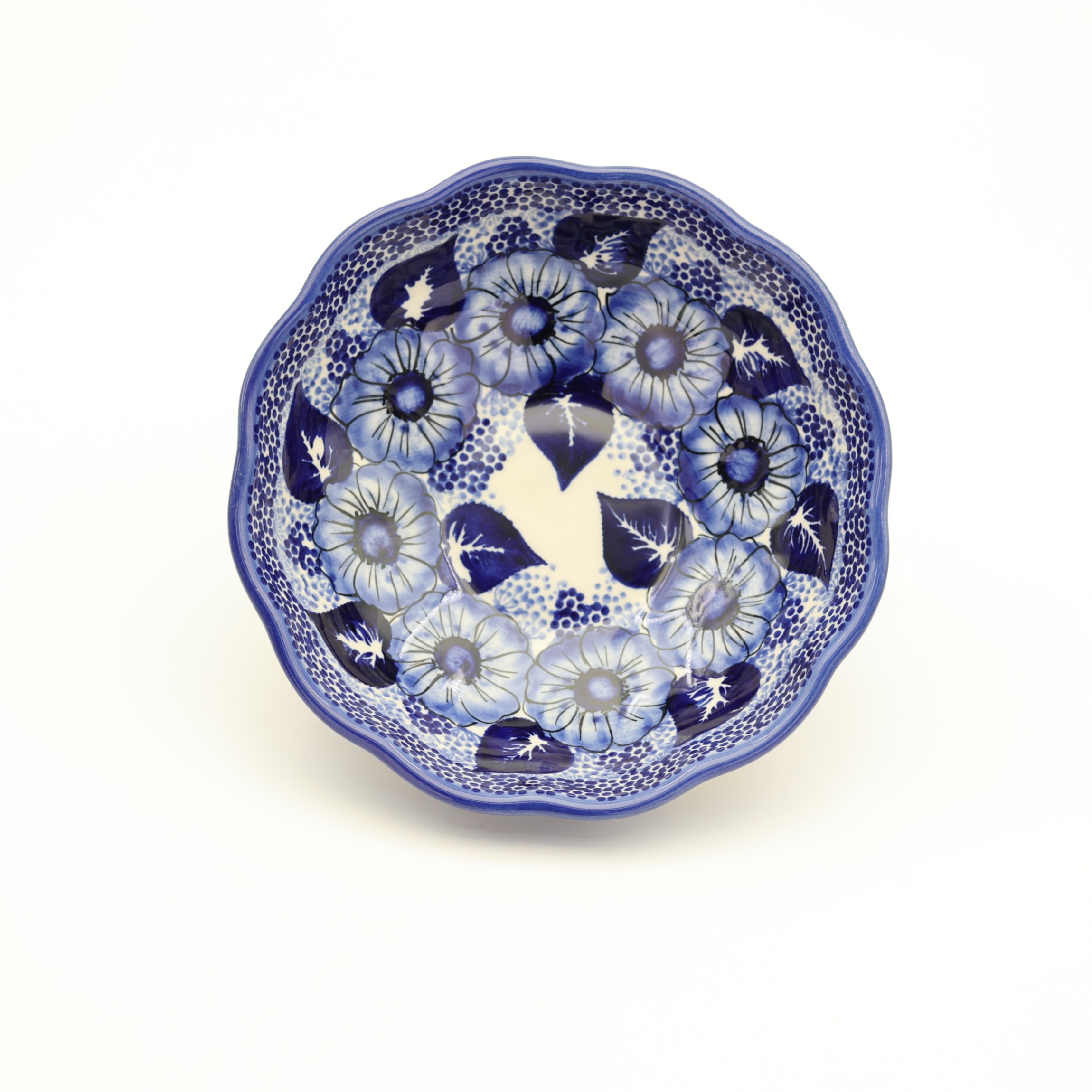 Miska kwiatek I A266 D108 – ręcznie malowana ceramika bolesławiecka w kształcie kwiatu, tradycyjny wzór, idealna do deserów, owoców i przekąsek.