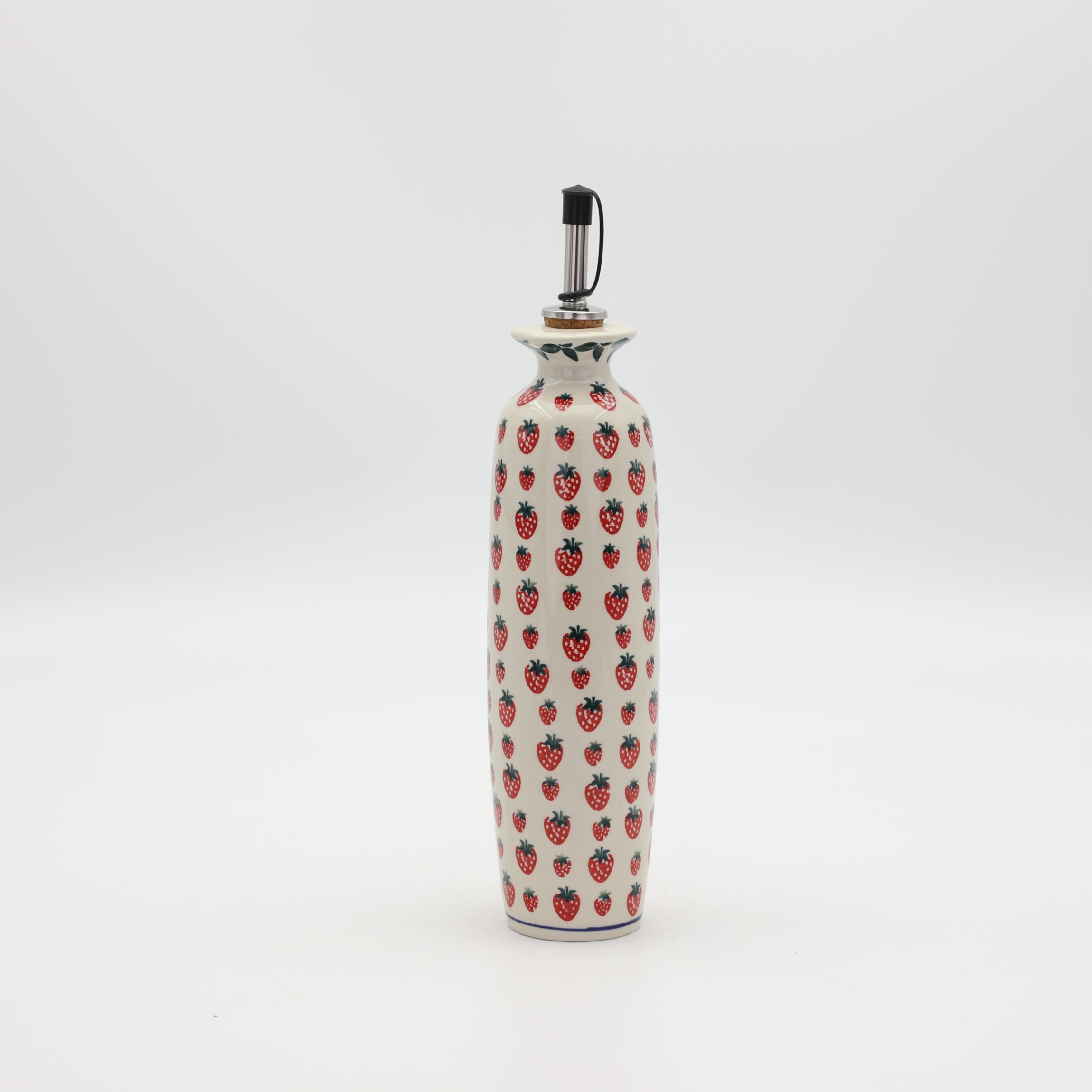 Butelka na oliwę okrągła z nalewakiem A539 D139 – ręcznie malowana ceramika bolesławiecka, praktyczna i dekoracyjna do kuchni.