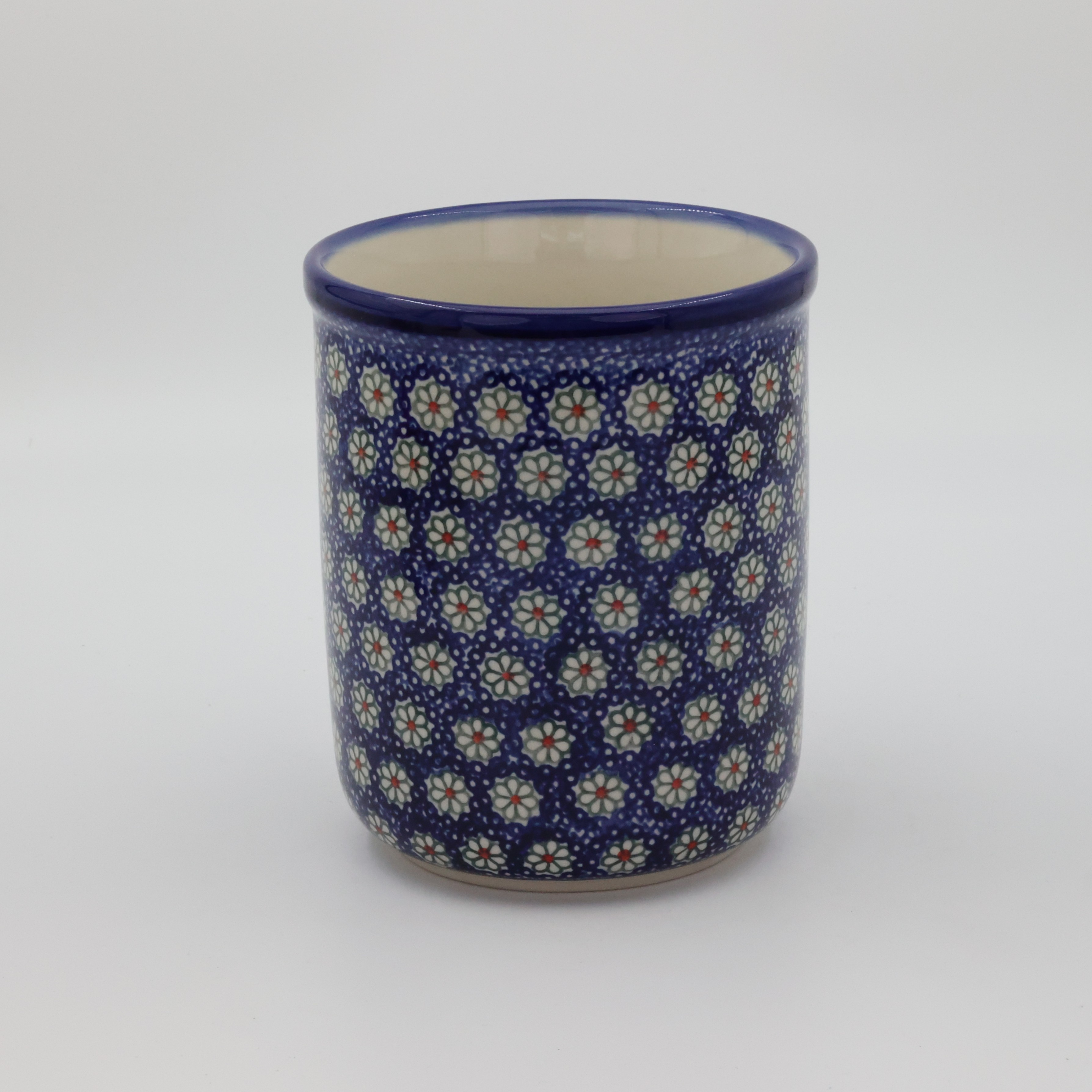 Pojemnik na przybory kuchenne duży A73 D65 – ręcznie malowana ceramika bolesławiecka, idealna do przechowywania łyżek, widelców i akcesoriów kuchennych.