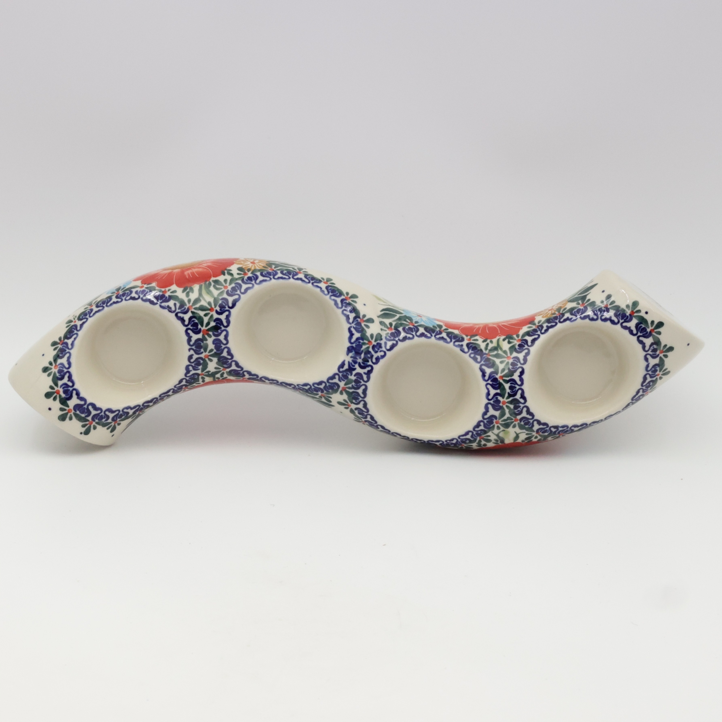 Ceramiczny świecznik bolesławiecki A750 D60 z klasycznym, tradycyjnym wzorem
