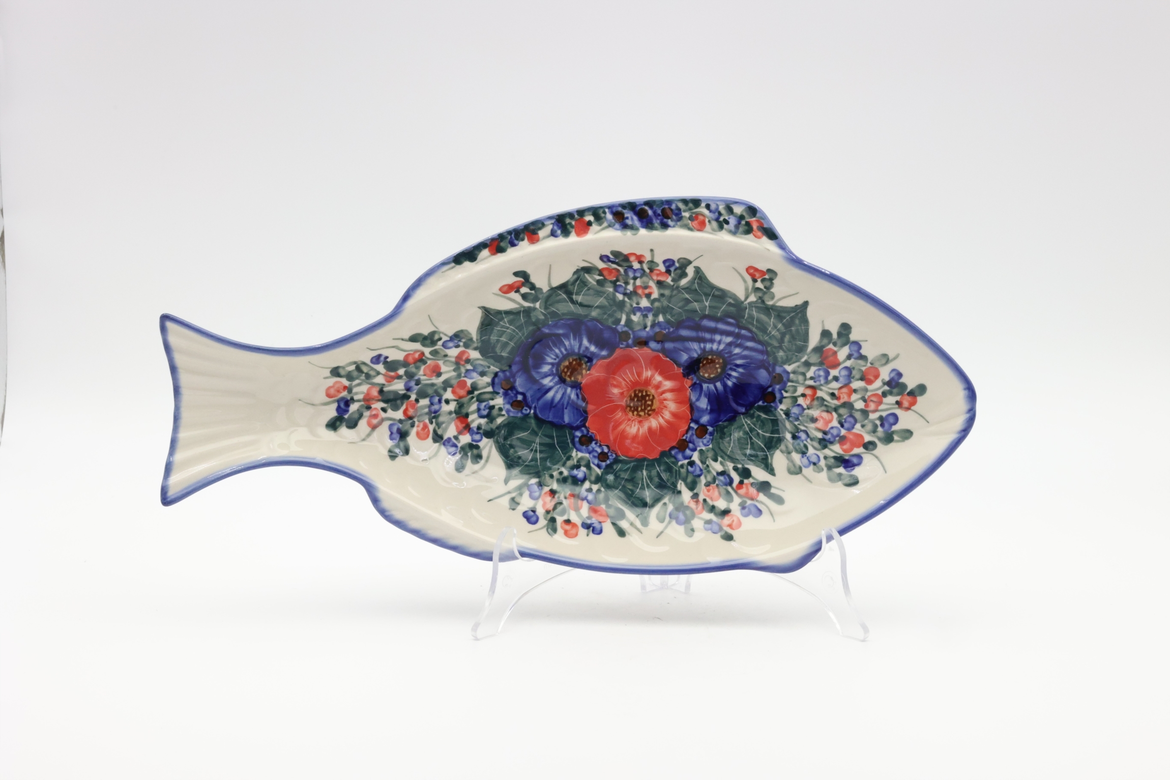 Ręcznie malowany ceramiczny półmisek do zapiekania z Bolesławca.