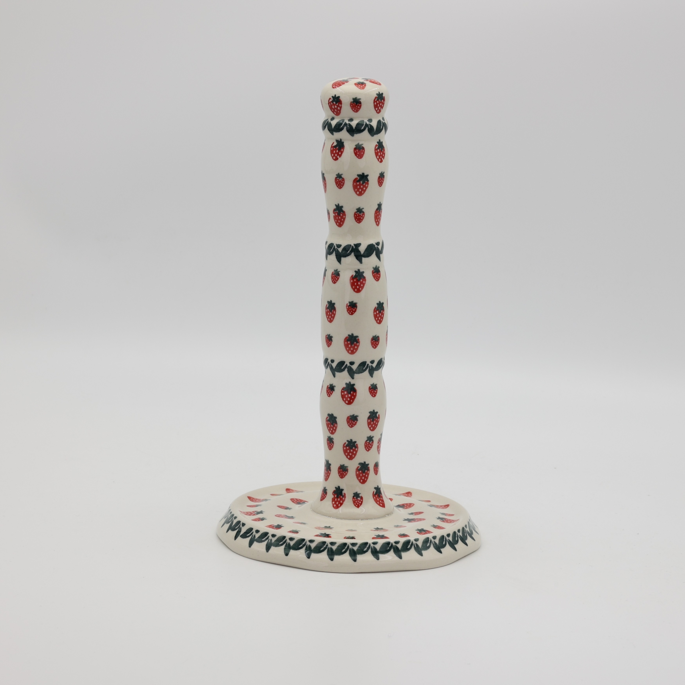 Ręcznie malowany ceramiczny stojak na ręcznik papierowy z Bolesławca.